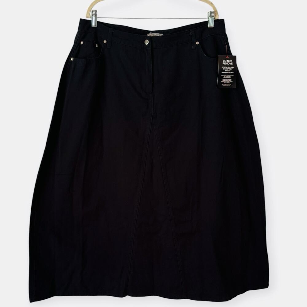 NWOT Jessica London Black Denim Cotton Maxi Skirt Womens Size 16W